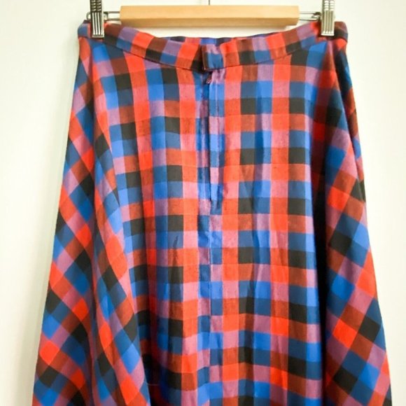 Plaid Maxi Skirt in Red and Blue - Picture 4 of 5
